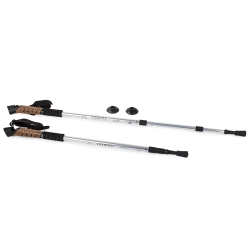 Kij Nordic Walking Z Korkową Rączką Kolor Srebrny