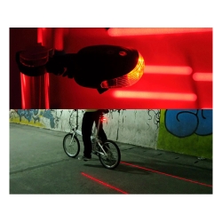 Lampka rowerowa tylna laserowa 5 led laser linia oświetlenie tylnie drogi