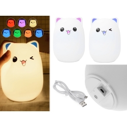 Lampka nocna dla dzieci led kot kotek rgb pilot