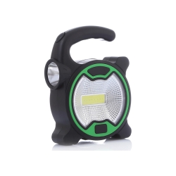 Mocna lampa latarka warsztatowa led cob z uchwytem halogen na baterie
