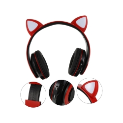 Słuchawki bezprzewodowe bluetooth radio fm mp3 kocie uszy podświetlenie led
