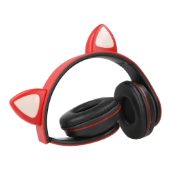 Słuchawki bezprzewodowe bluetooth radio fm mp3 kocie uszy podświetlenie led