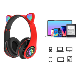 Słuchawki bezprzewodowe bluetooth radio fm mp3 kocie uszy podświetlenie led