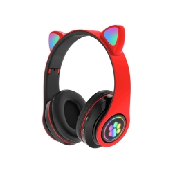Słuchawki bezprzewodowe bluetooth radio fm mp3 kocie uszy podświetlenie led