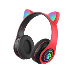 Słuchawki bezprzewodowe bluetooth radio fm mp3 kocie uszy podświetlenie led