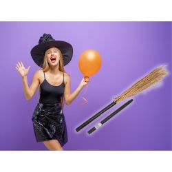 Miotła czarownicy wiedźmy baba jagi czarna 90cm na halloween andrzejki xxl