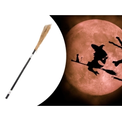 Miotła czarownicy wiedźmy baba jagi czarna 90cm na halloween andrzejki xxl