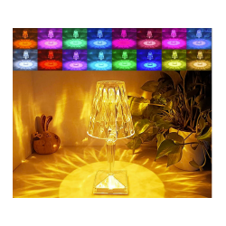 Lampka nocna stołowa kryształ led rgb usb pilot