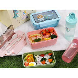 Lunchbox śniadaniówka pojemnik na śniadanie do szkoły przegródki sztućce