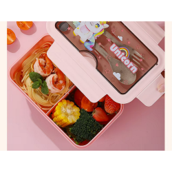 Lunchbox śniadaniówka pojemnik na śniadanie do szkoły przegródki sztućce