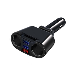 Rozdzielacz zapalniczki ładowarka 2 usb woltomierz