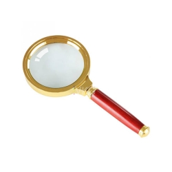 Lupa ręczna klasyczna 80mm złota szkło elegancka
