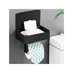 Uchwyt na papier toaletowy z pojemnikiem na chusteczki półką czarny loft wc