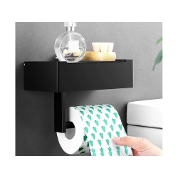 Uchwyt na papier toaletowy z pojemnikiem na chusteczki półką czarny loft wc