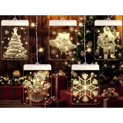 Witraż led 3d na okno ozdoba lampki świąteczne