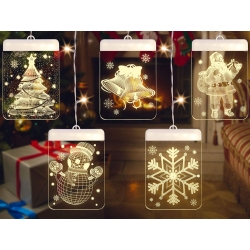 Witraż led 3d na okno ozdoba lampki świąteczne