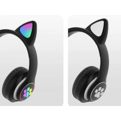 Słuchawki bezprzewodowe bluetooth radio fm mp3 kocie uszy podświetlenie led