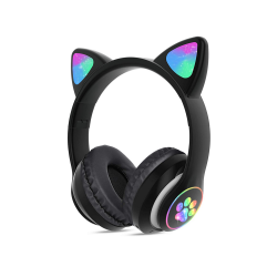 Słuchawki bezprzewodowe bluetooth radio fm mp3 kocie uszy podświetlenie led