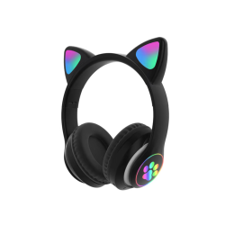 Słuchawki bezprzewodowe bluetooth radio fm mp3 kocie uszy podświetlenie led