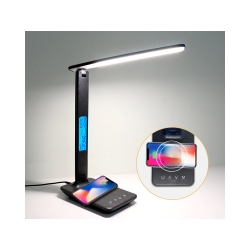 Lampka biurkowa led szkolna usb zegar ładowarka qi