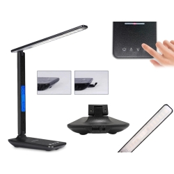 Lampka biurkowa led szkolna usb zegar ładowarka qi