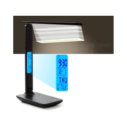 Lampka biurkowa led szkolna usb zegar ładowarka qi