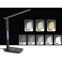 Lampka biurkowa led szkolna usb zegar ładowarka qi