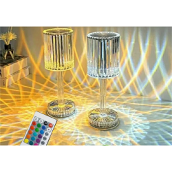 Lampka nocna stołowa kryształ led rgb usb pilot