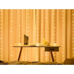 Lampki girlanda kurtyna świetlna świąteczna 300 led wewnętrzna ciepła usb