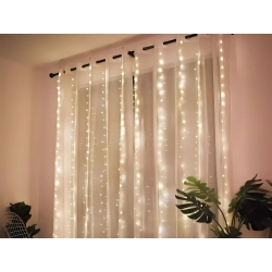 Lampki girlanda kurtyna świetlna świąteczna 300 led wewnętrzna ciepła usb