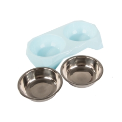 Miska podwójna dla psa kota metalowa 350ml x 2