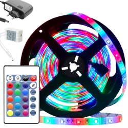Taśma led 3528 rgb 4,5m wodoodporna pilot zestaw