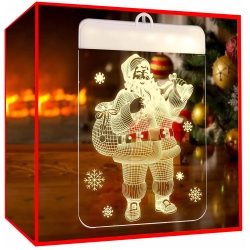 Witraż led 3d na okno ozdoba lampki świąteczne