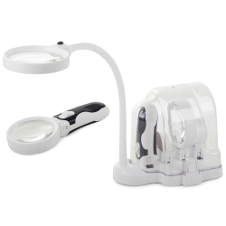 Lupa biurkowa ręczna 2w1 wymienne soczewki 6 led