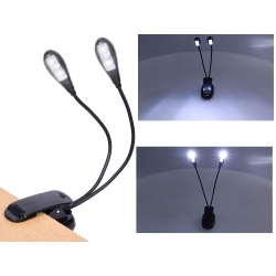 Lampka z klipsem led biurkowa szkolna elastyczna do czytania podwójna klips