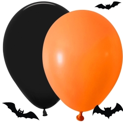 Zestaw balonów halloween czarne pomarańczowe 20szt