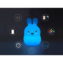 Lampka nocna dla dzieci led królik dotyk rgb pilot