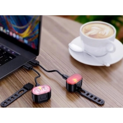 Lampka rowerowa światło przód tył led na rower kierownicę mocna usb jasna