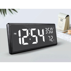 Zegar budzik elektroniczny cyfrowy led stojący wiszący temperatura wilgoć