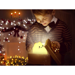 Lampka nocna dla dzieci led rgb kot dotyk silikon