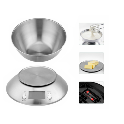 Waga kuchenna elektroniczna cyfrowa z misą miska 5kg lcd srebrna metalowa