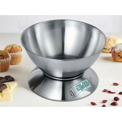 Waga kuchenna elektroniczna cyfrowa z misą miska 5kg lcd srebrna metalowa