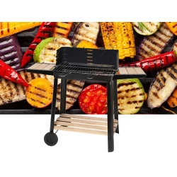 Grill ogrodowy duży węglowy bbq regulowany ruszt półki koła przenośny