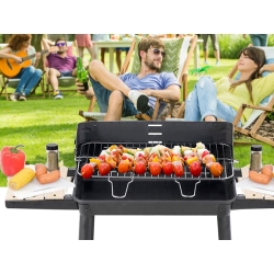 Grill ogrodowy duży węglowy bbq regulowany ruszt półki koła przenośny