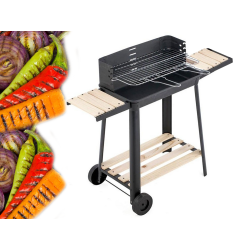 Grill ogrodowy duży węglowy bbq regulowany ruszt półki koła przenośny