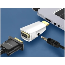 Konwerter adapter z hdmi na vga d-sub audio dźwięk mini jack