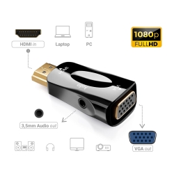 Konwerter adapter z hdmi na vga d-sub audio dźwięk mini jack