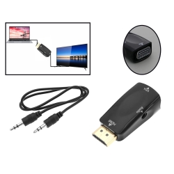Konwerter adapter z hdmi na vga d-sub audio dźwięk mini jack
