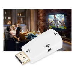Konwerter adapter z hdmi na vga d-sub audio dźwięk mini jack