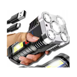 Latarka akumulatorowa szperacz biwakowa led mocna wojskowa policyjna usb